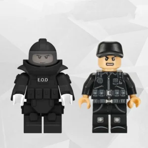 Minifigure - bomb disposal expert wearing a beige EOD Explosive Ordnance Disposal bomb sapper suit black color (LEGO Alternative)