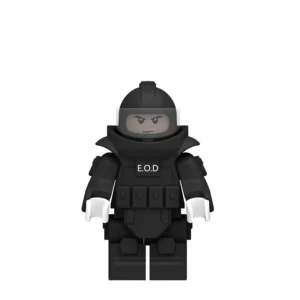 Minifigure - bomb disposal expert wearing a beige EOD Explosive Ordnance Disposal bomb sapper suit black color (LEGO Alternative)