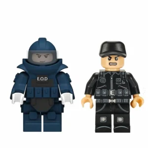 Minifigure - bomb disposal expert wearing a beige EOD Explosive Ordnance Disposal bomb sapper suit green color (LEGO Alternative)