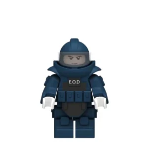 Minifigure - bomb disposal expert wearing a beige EOD Explosive Ordnance Disposal bomb sapper suit green color (LEGO Alternative)