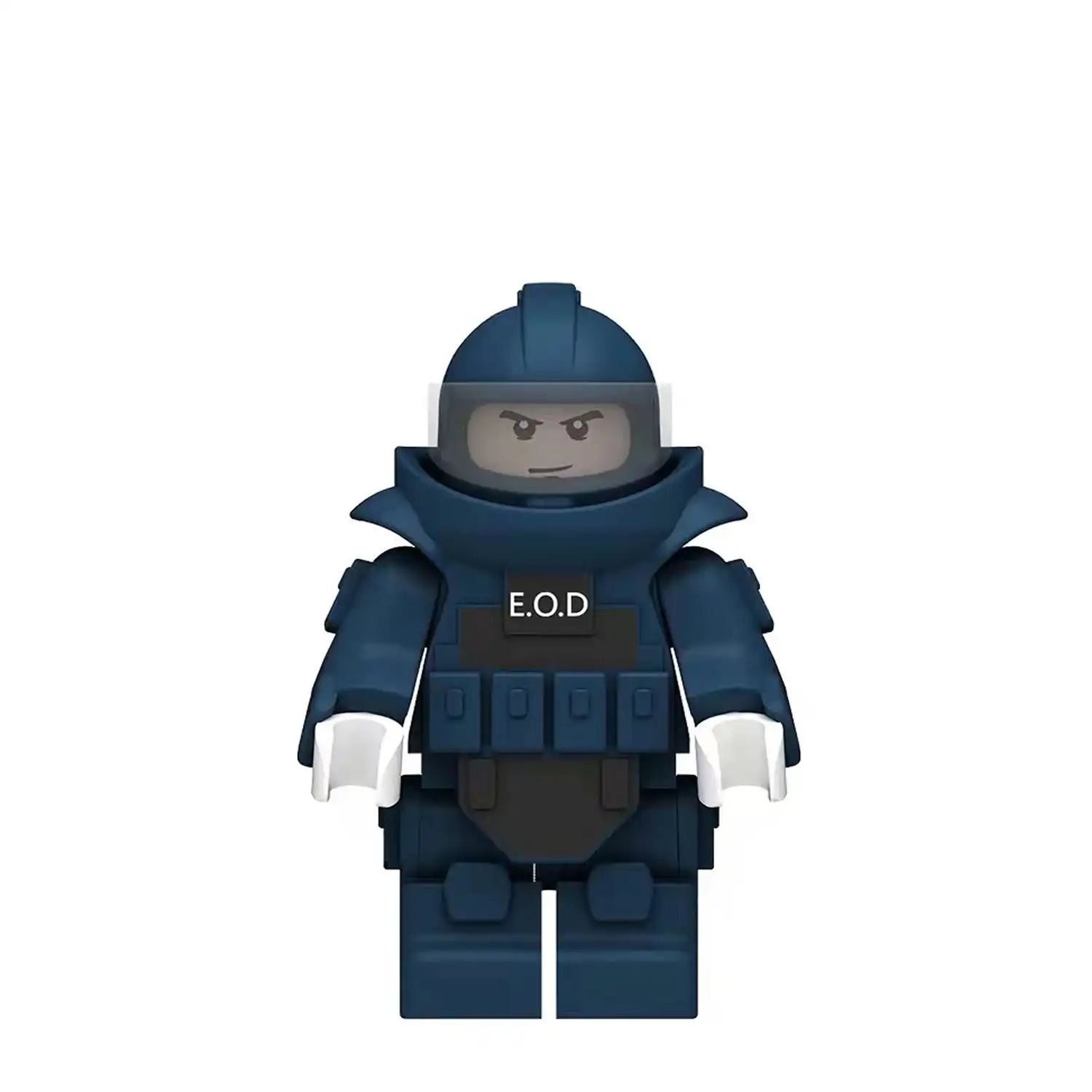 Minifigure - bomb disposal expert wearing a beige EOD Explosive Ordnance Disposal bomb sapper suit green color (LEGO Alternative)