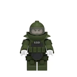 Minifigure - bomb disposal expert wearing a beige EOD Explosive Ordnance Disposal suit green color (LEGO Alternative)