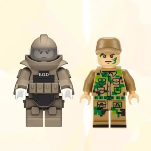 Minifigure - bomb disposal expert wearing a beige EOD Explosive Ordnance Disposal suit tan color (LEGO Alternative)