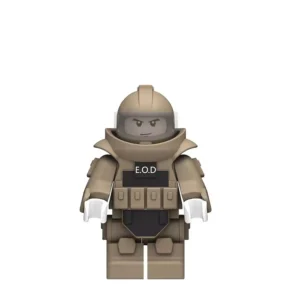 Minifigure - bomb disposal expert wearing a beige EOD Explosive Ordnance Disposal suit tan color (LEGO Alternative)
