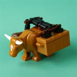 Minifigure brown ox or bull equipped as a pack animal or beast of burden LEGO Alternative