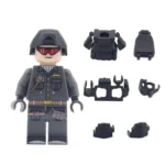 Minifigure - police special operations officer SWAT Special Weapons and Tactics grey (LEGO Alternative)