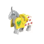 Minifigure warhorse for medieval knight yellow white LEGO Alternative