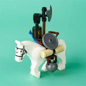 Minifigure white horse equipped as a transport horse LEGO Alternative