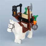 Minifigure white horse heavily laden with various supplies and equipment LEGO Alternative