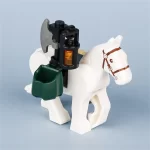 Minifigure white horse outfitted with a pack for carrying supplies LEGO Alternative