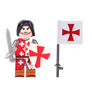 Minifigure – Crusader knight and a matching flag (LEGO Alternative)