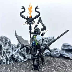 Minifigure – Evil Wizard Dark Sorcerer Demon and steed warhorse (LEGO Alternative)