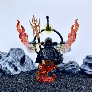 Minifigure – Flame Demon War God equipped with a Golden Spear (LEGO Alternative)