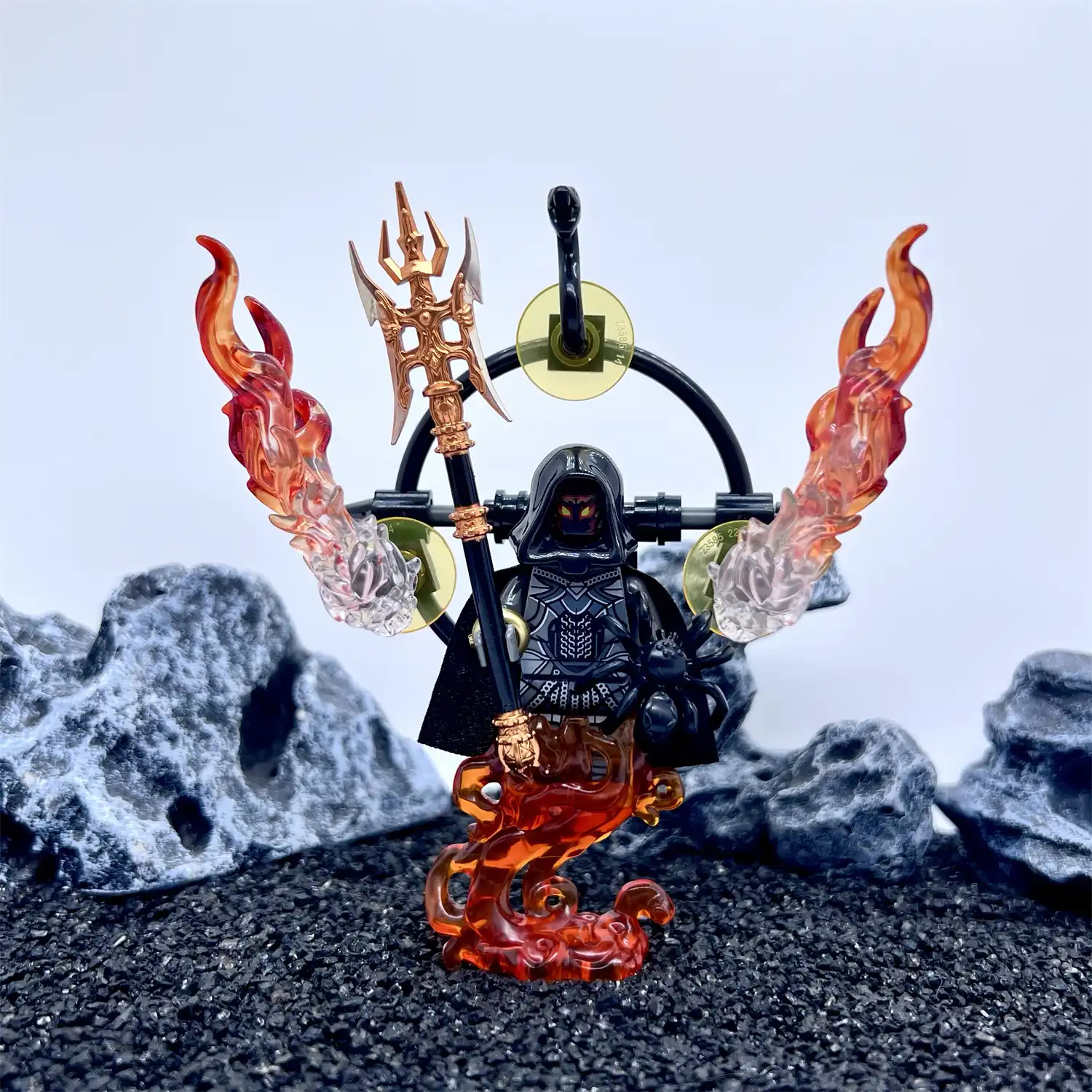 Minifigure – Flame Demon War God equipped with a Golden Spear (LEGO Alternative)