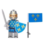 Minifigure – French knight and a matching flag (LEGO Alternative)