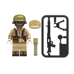 Minifigure – German Afrika Korps DAK machine gunner from North African Campaign of World War II (LEGO Compatible)