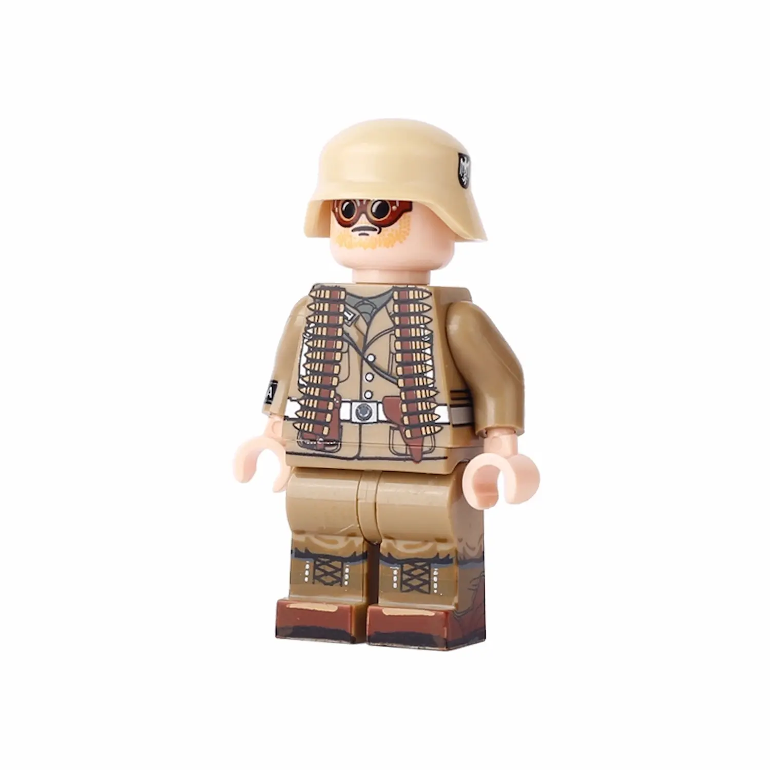 Minifigure – German Afrika Korps Machine Gunner World War II WWII (LEGO Compatible) in white background Minifigure – German Afrika Korps Machine Gunner World War II WWII (LEGO Compatible) in white background