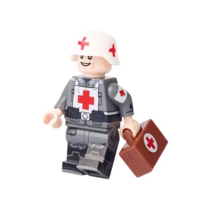 Minifigure – German WWII Combat Medic Sergeant Major holding a senior NCO (LEGO Alternative)