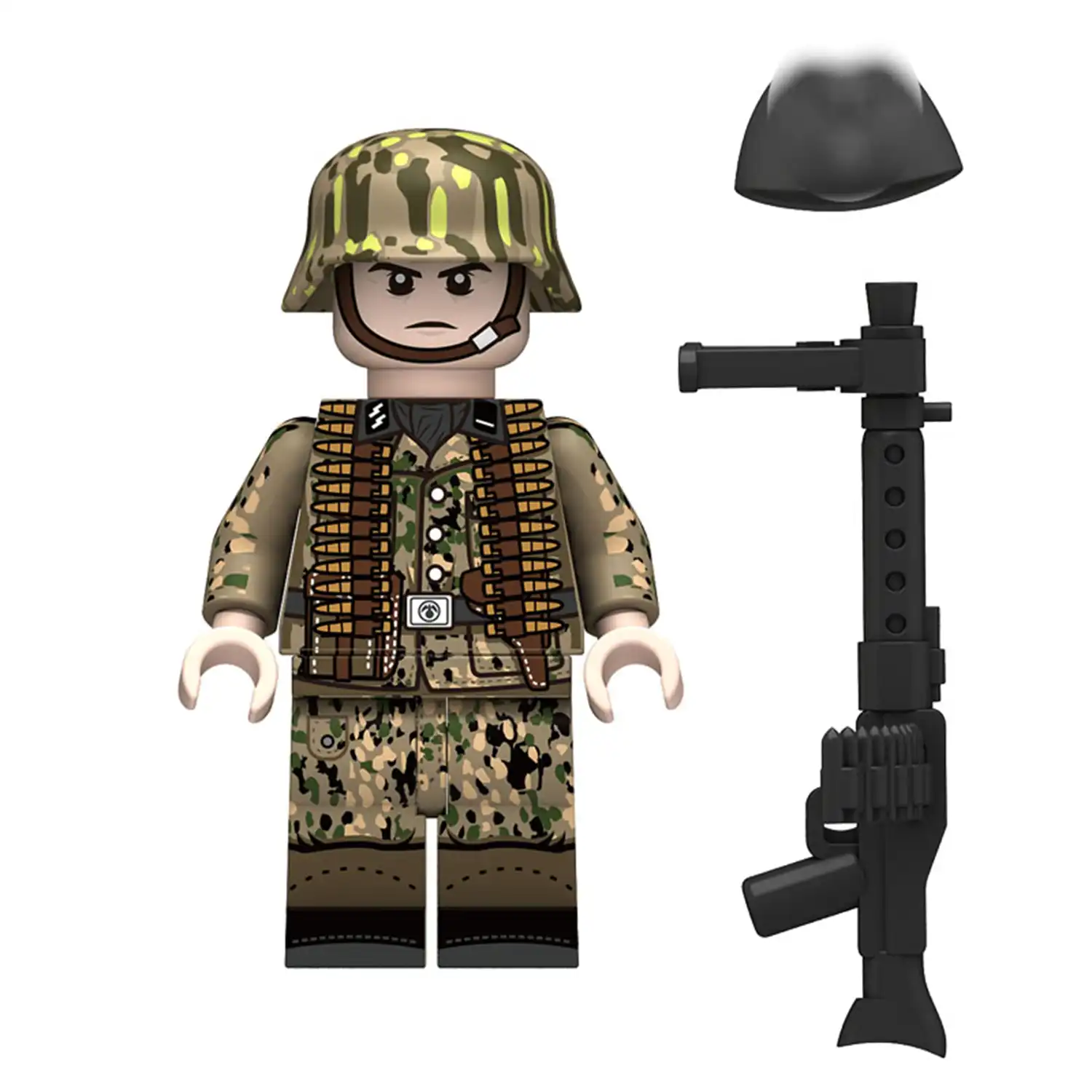 Minifigure – German Waffen SS machine gunner mid to late World War II era (LEGO Alternative)
