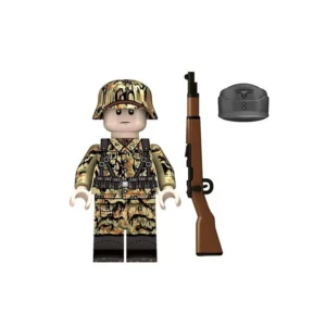 Minifigure – German soldier Camouflage with Mauser Kar98k rifle late period of World War II (LEGO Alternative)