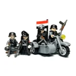 Minifigure – German soldiers Schutzstaffel SS World War II era and Motorcycle with Sidecar (LEGO Alternative)
