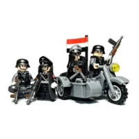 Minifigure – German soldiers Schutzstaffel SS World War II era and Motorcycle with Sidecar (LEGO Alternative)