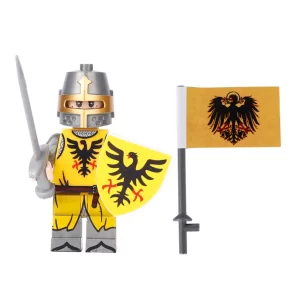 Minifigure – Holy Roman Knight and a matching flag (LEGO Alternative)