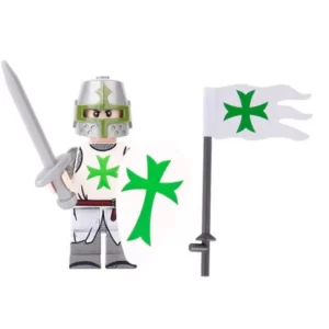 Minifigure – Knight of Saint Lazarus and a matching flag (LEGO Alternative)