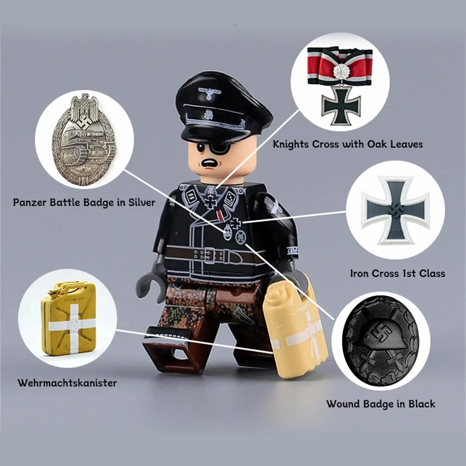 3Minifigure – SS Captain Hauptsturmführer Waffen SS Panzer crewman (tank) Division World War II (LEGO Alternative)