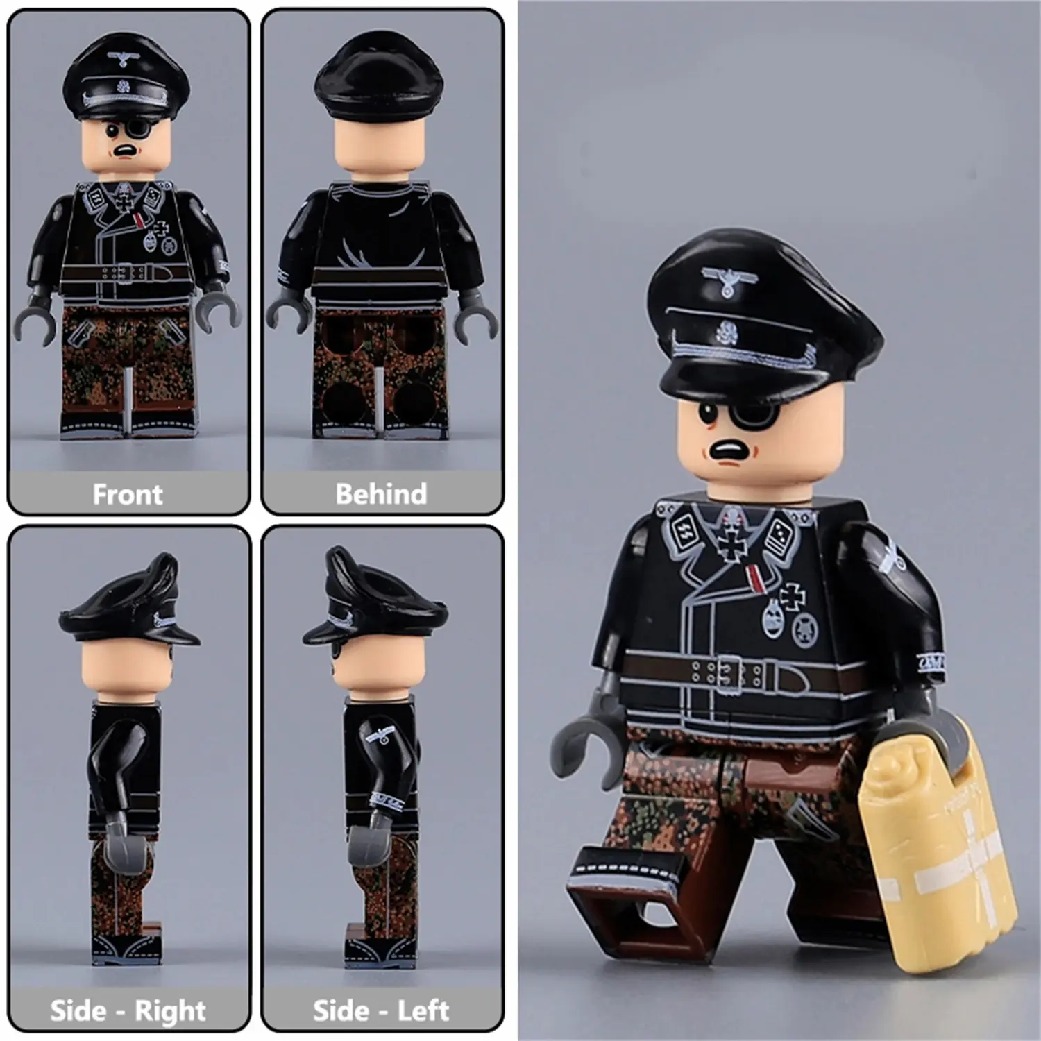 Minifigure – SS Captain Hauptsturmführer Waffen SS Panzer crewman (tank) Division World War II (LEGO Alternative)