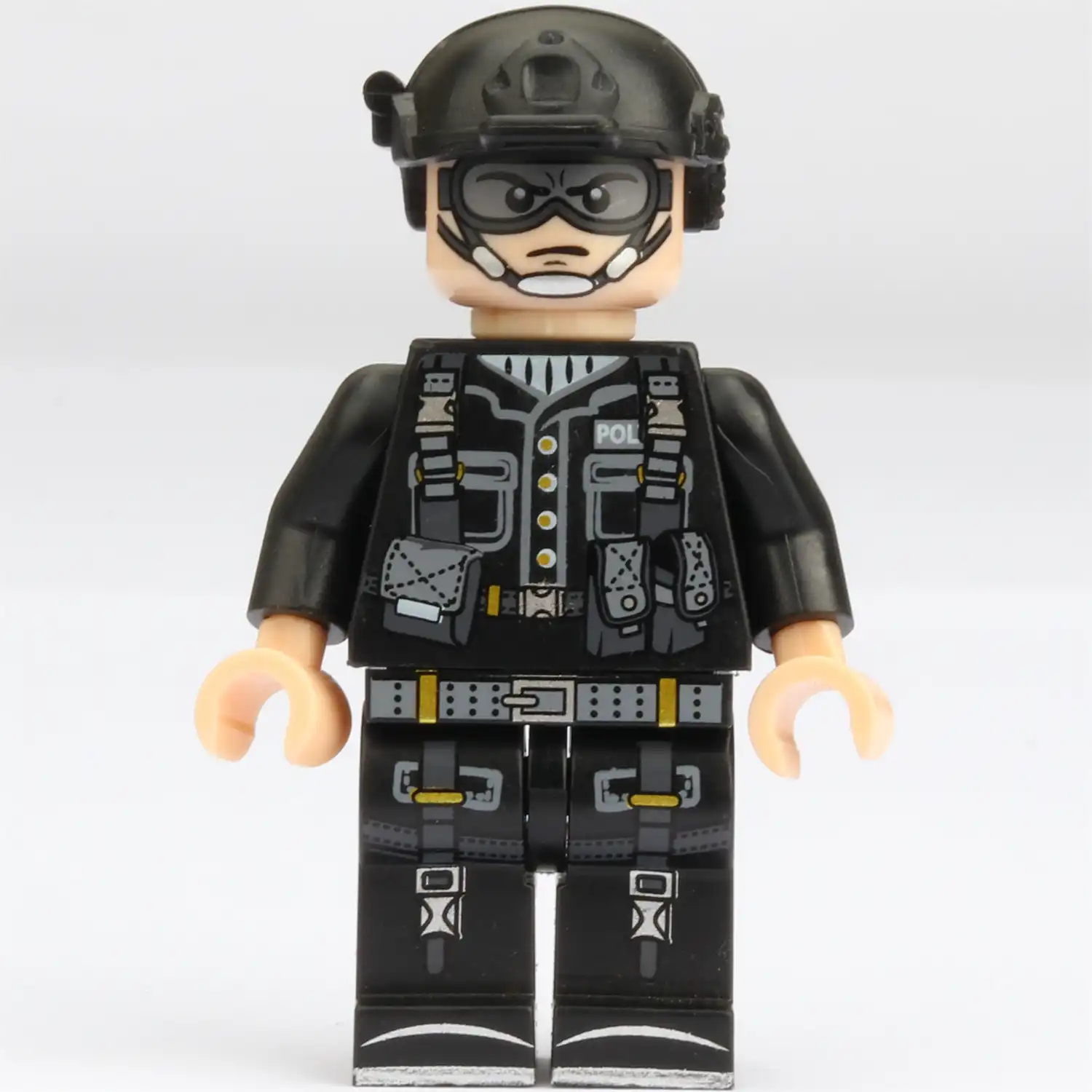 Minifigure – SWAT Special Weapons and Tactics officer special police tactical unit black (LEGO Alternative)