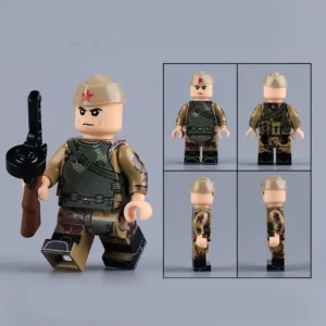 Minifigure – Soviet Army soldier from the WWII era wearing Amoeba pattern camouflage (LEGO Alternative)