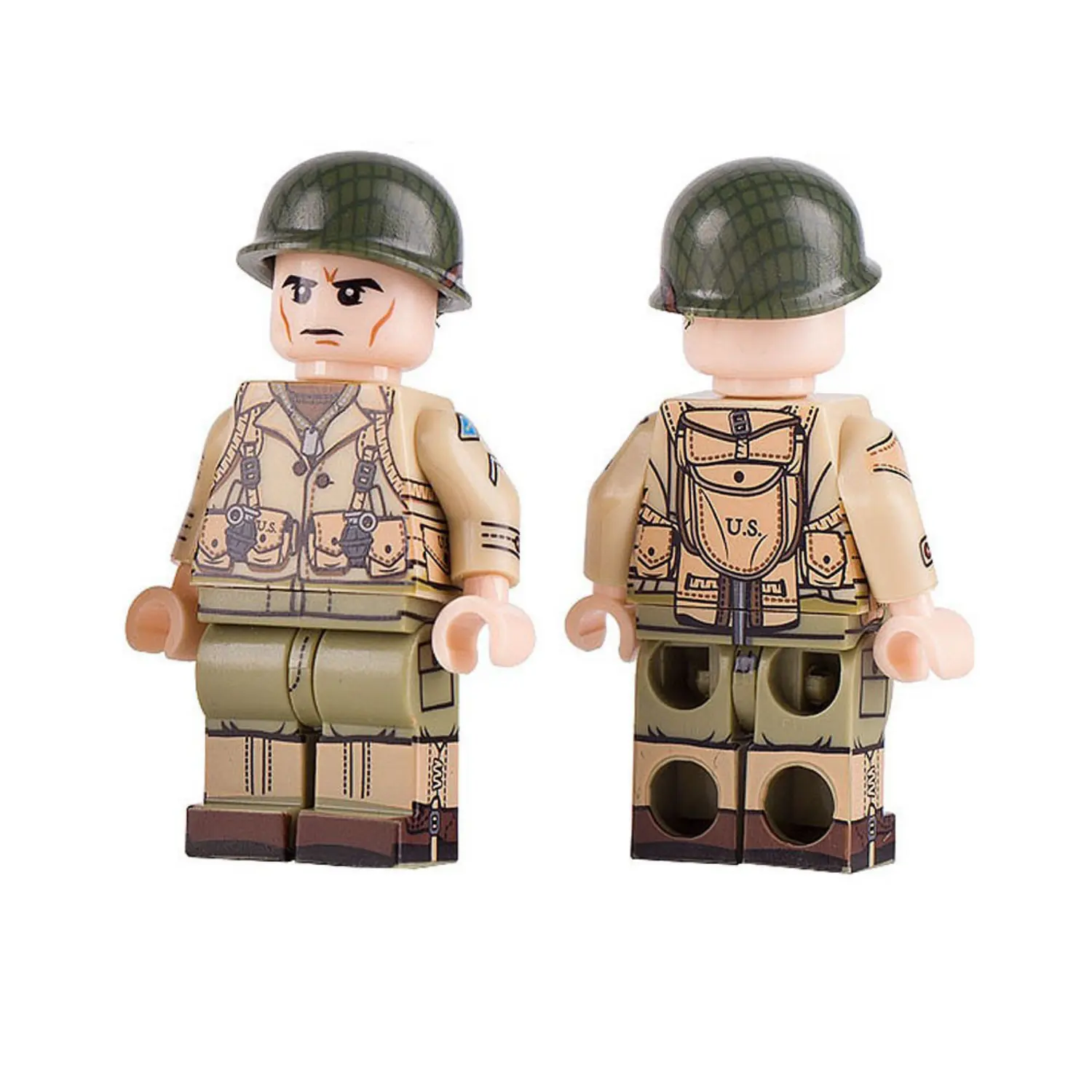 Minifigure – United States Army Soldier Ranger Sergeant specifically geared up for the D-Day invasion of Normandy World War II (LEGO Compatible)