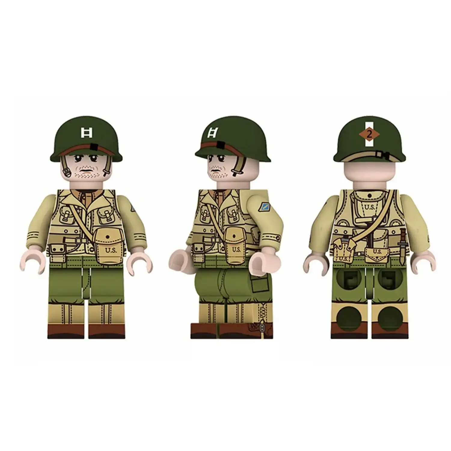 Minifigure – United States Army Soldier officer NCO World War II era (LEGO Alternative)