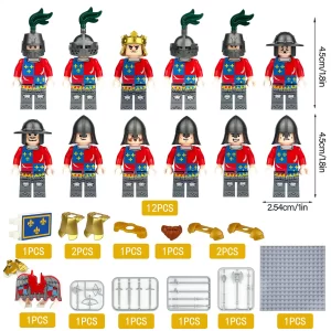 Minifigure – medieval knights and custom piece red (LEGO Alternative)