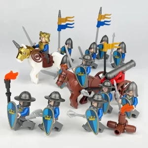 Minifigure – medieval knights with horses and a cannon carriage (LEGO Alternative)
