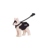 Minifigure – white police dog with a vest and leash (LEGO Alternative)