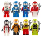 Minifigures – racing drivers and pit crew team (LEGO Alternative)