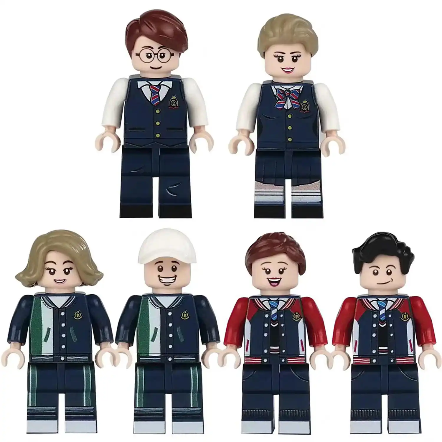 Minifigures – students in various school uniforms (LEGO Alternative)