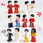 Minifigures – wedding couples celebrating in attire from six different cultural traditions (LEGO Alternative)