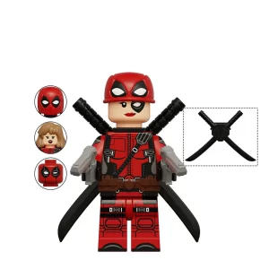 Minifigure - Lady Deadpool Wanda Wilson wearing the standard red and black Deadpool costume (LEGO Alternative)