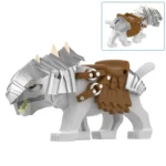 Minifigure - White Armored Wolf Warg with Brown saddle (LEGO Alternative)