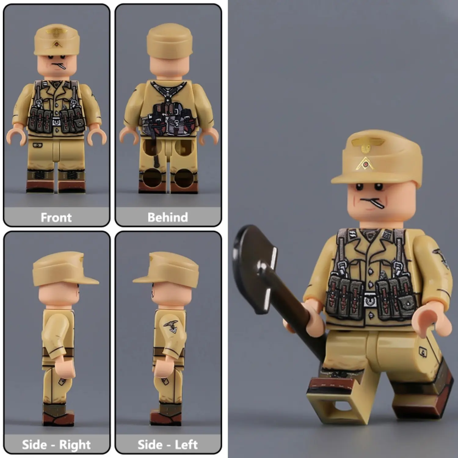 Minifigure - German Afrikakorps (DAK) infantryman from the North African Campaign of World War II (LEGO Compatible)