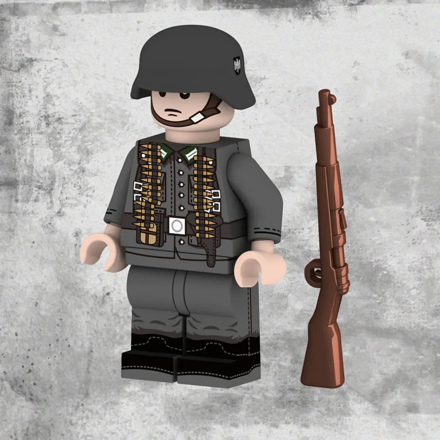 Minifigure - German Army (Heer) machine gun assistant from the World War II (LEGO Compatible) Minifigure - German Army (Heer) machine gun assistant from the World War II (LEGO Compatible)