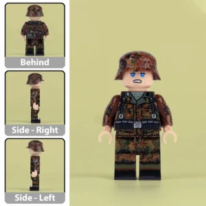 Minifigure - German Rifleman wearing a complete combat uniform in the Erbsenmuster (pea dot pattern) camouflage from World War II (LEGO Compatible)