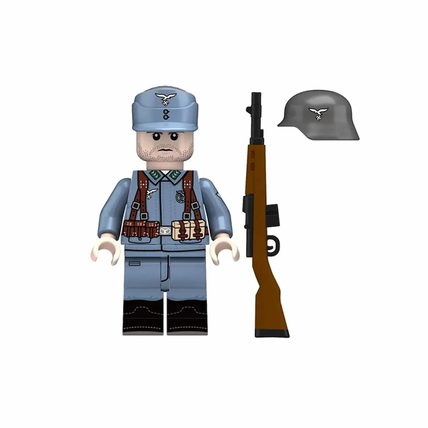 Minifigure - German soldier from a Luftwaffe Field Division during the mid-to-late period of World War II (LEGO Compatible)
