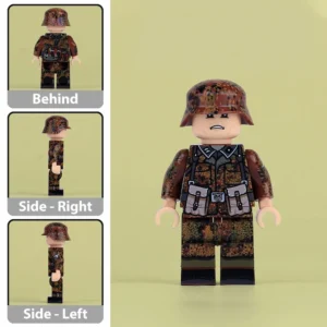 Minifigure - German soldier wearing a complete combat uniform in the Erbsenmuster (pea dot pattern) camouflage from World War II (LEGO Compatible)