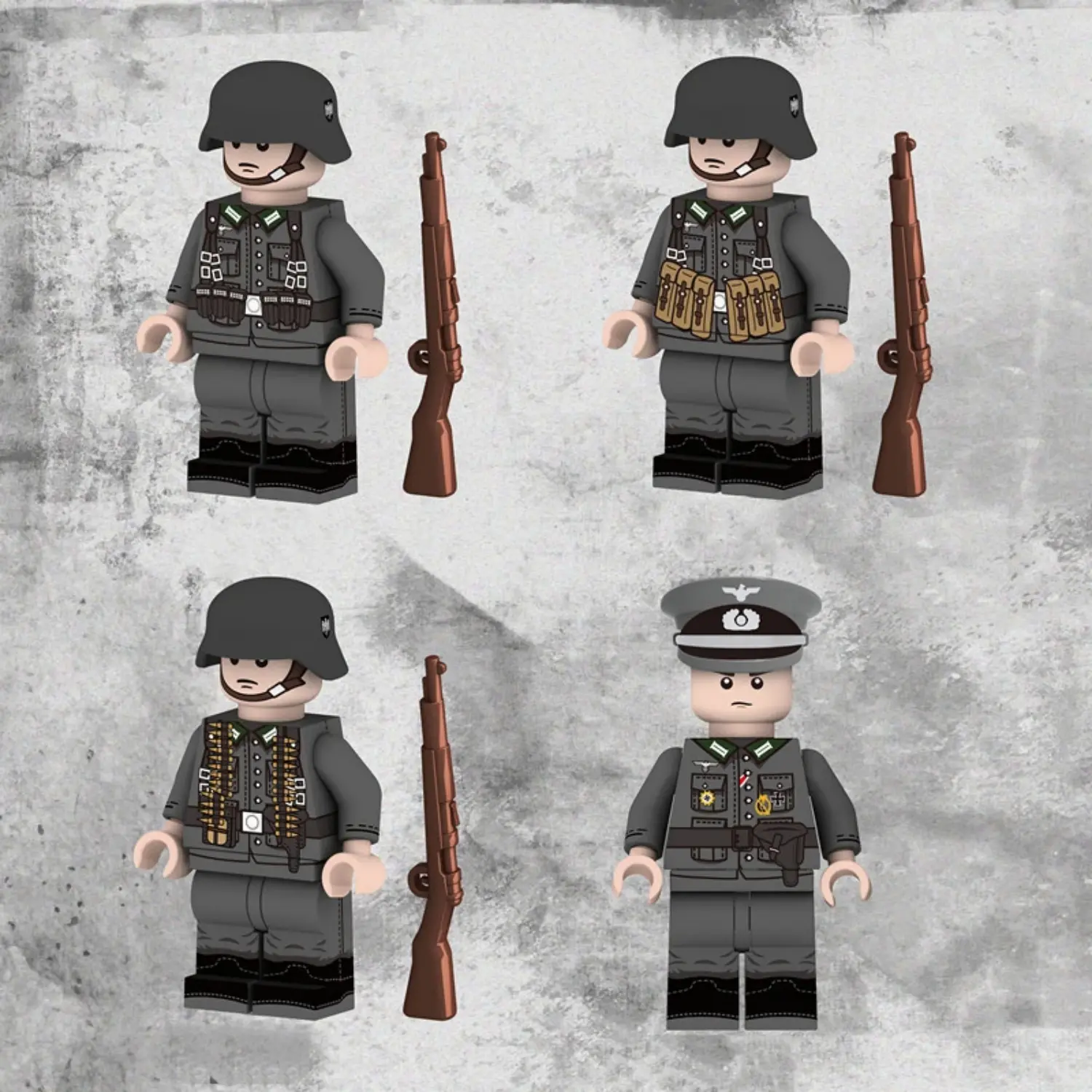 Minifigure - German soldiers and an officer from the World War II (LEGO Compatible)
