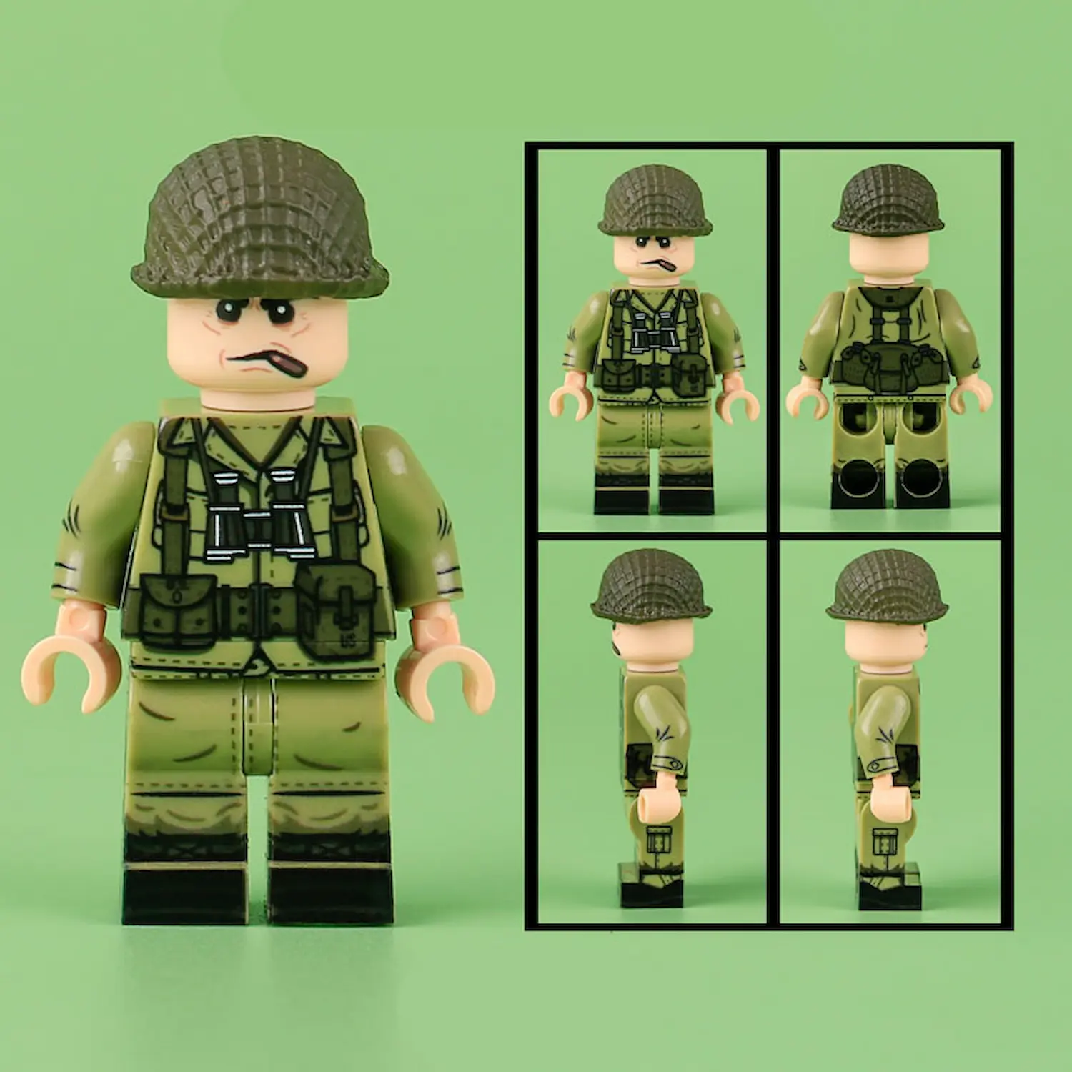 Minifigure - United States Army officer or senior non-commissioned officer (NCO) from World War II (LEGO Compatible)