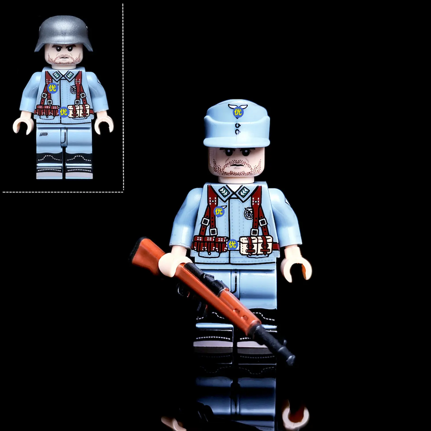 Minifigure - a German Air Force Field Division Soldier from World War II (LEGO Compatible)